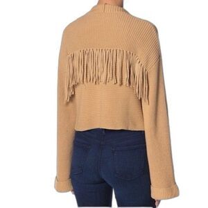 Andrea Jovine Fringe Ribbed Crop Cardigan Sweater XL